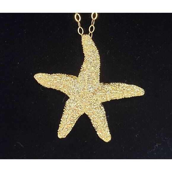 Gold Starfish Pendant Necklace By Love of Pretty With Long 34 inch chain - Picture 9 of 15